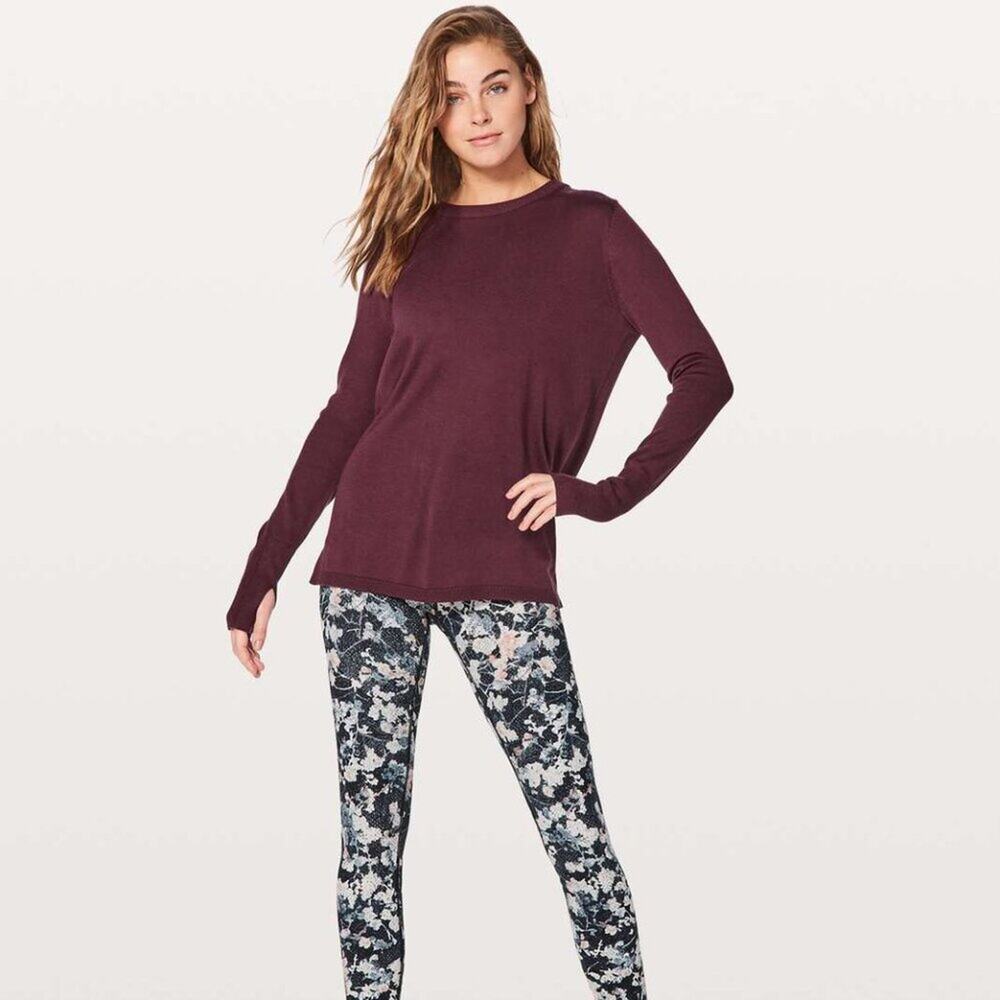 Lululemon Bring It Backbend Sweater Redwood Size 14 Cashmere Blend $118 Keyhole